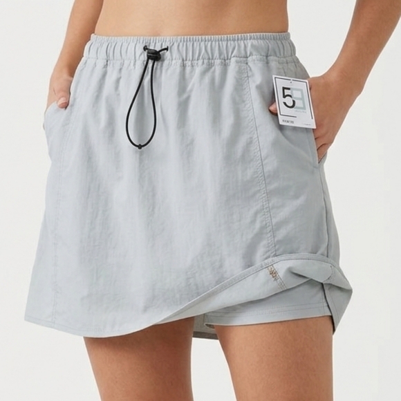 59 Style Pants - NWT 59 Style Nylon Mini Skort Light Blue Gray Elastic Drawstring Waist XL